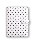 A5 Loose-Leaf Polka Dot Notebook - Customizable Financial Planner & Work Journal with Multi Card Slots, 100-Grid Binder Album (White)