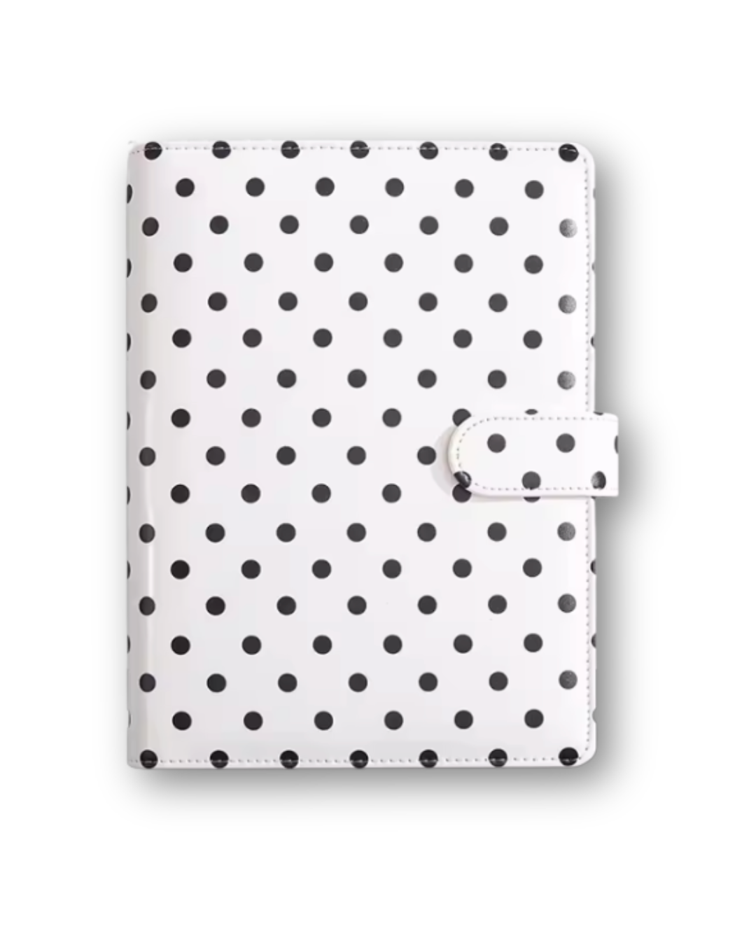 A5 Loose-Leaf Polka Dot Notebook - Customizable Financial Planner & Work Journal with Multi Card Slots, 100-Grid Binder Album (White)
