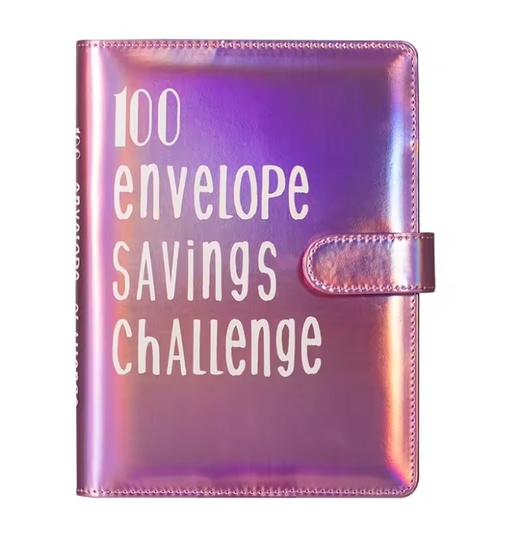 100 Envelope Challenge Binder Save Savings Challenges Loose-Leaf Binder Budget Binder with Cash Envelopes Money Organizer System (Pink Only Cover)