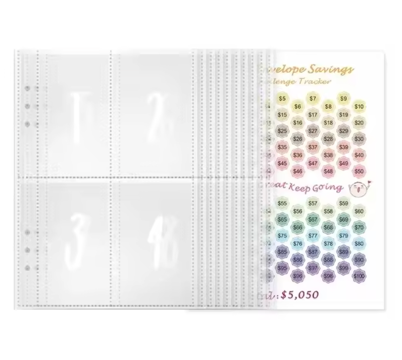 100 Envelope Challenge Binder Save Savings Challenges Loose-Leaf Binder Budget Binder with Cash Envelopes Money Organizer System (Black Only Cover)