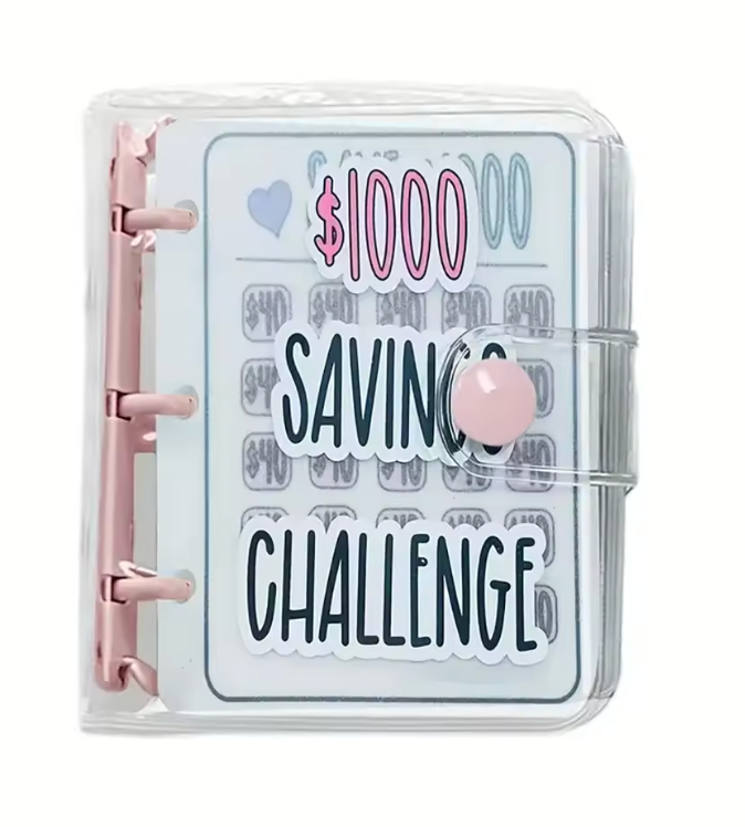 Savings Challenge Binder, Money Saving Binder, Savings Challenges Book With Envelopes, Mini Budget Binder With Cash Accessories (Saving Pink)